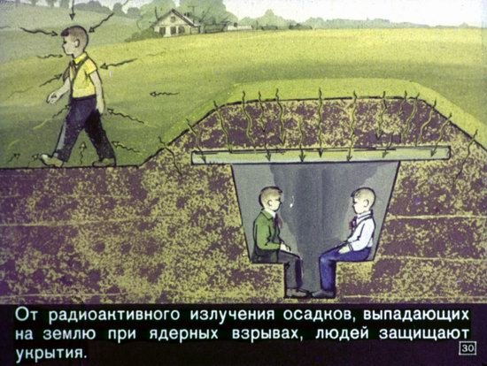 Диафильм 1970 года для школьников. Как выжить в условиях ядерной войны Всячина
